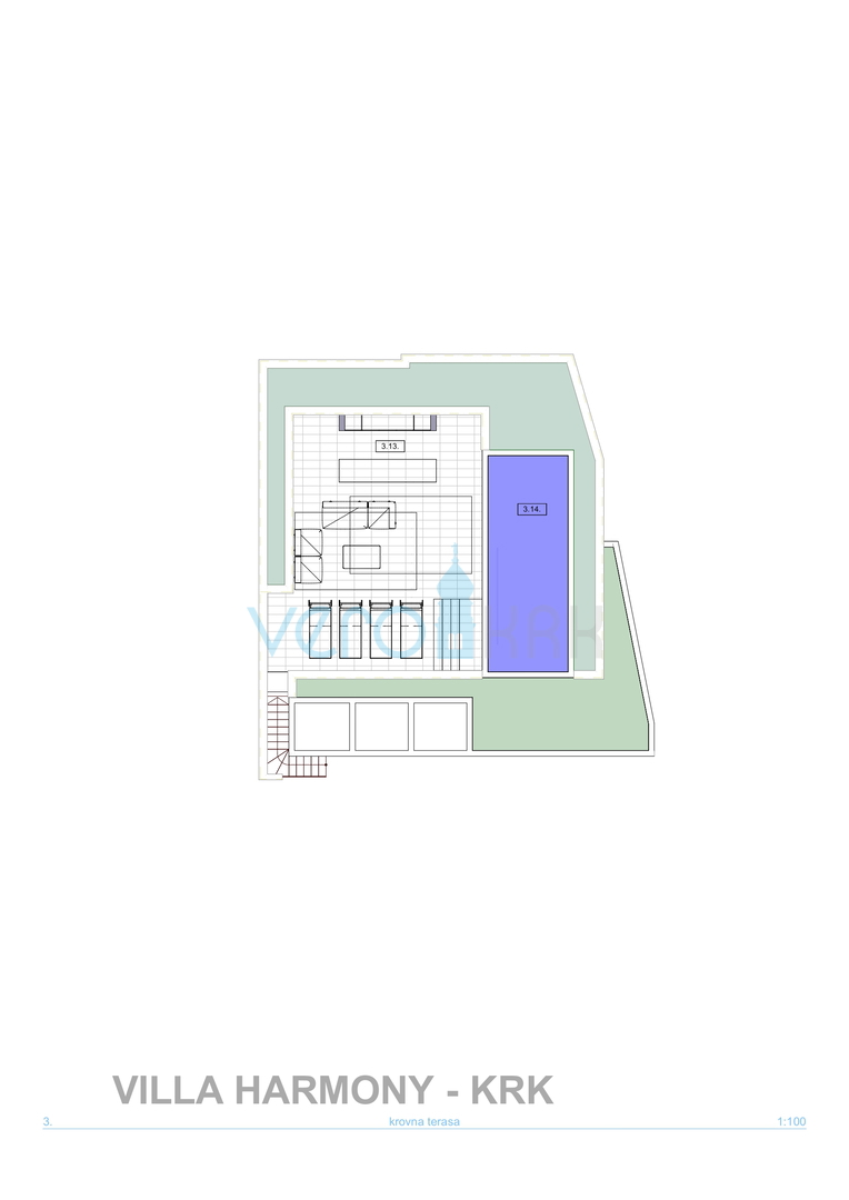 Mesto Krk, moderni penthouse 162 m2 s pogledom na morje in bazenom, prodamo