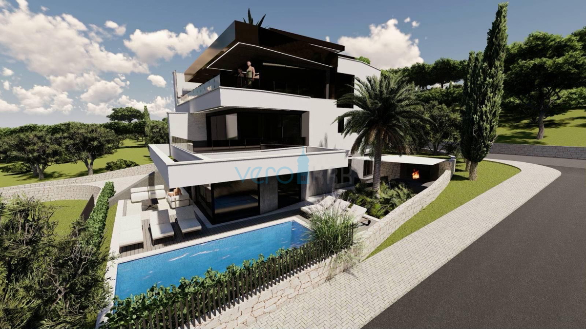 Mesto Krk, moderni penthouse 162 m2 s pogledom na morje in bazenom, prodamo