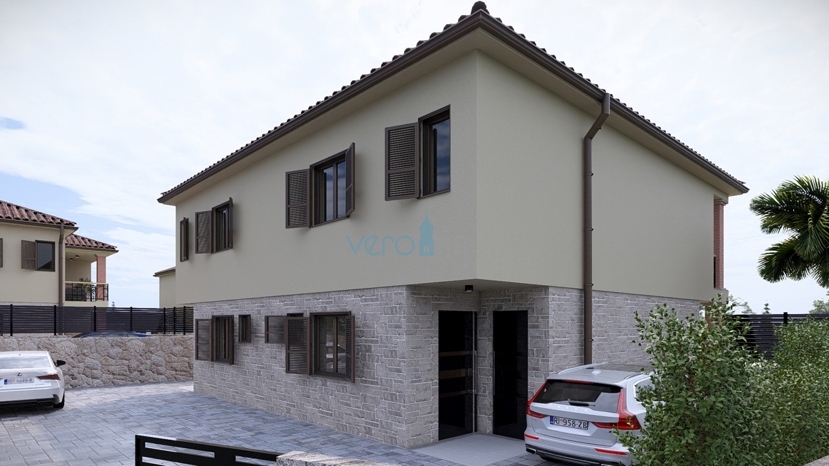 Otok Krk, Linardići, zemljišče 2048 m2, projekt za turistični kompleks, tri vile, prodaja