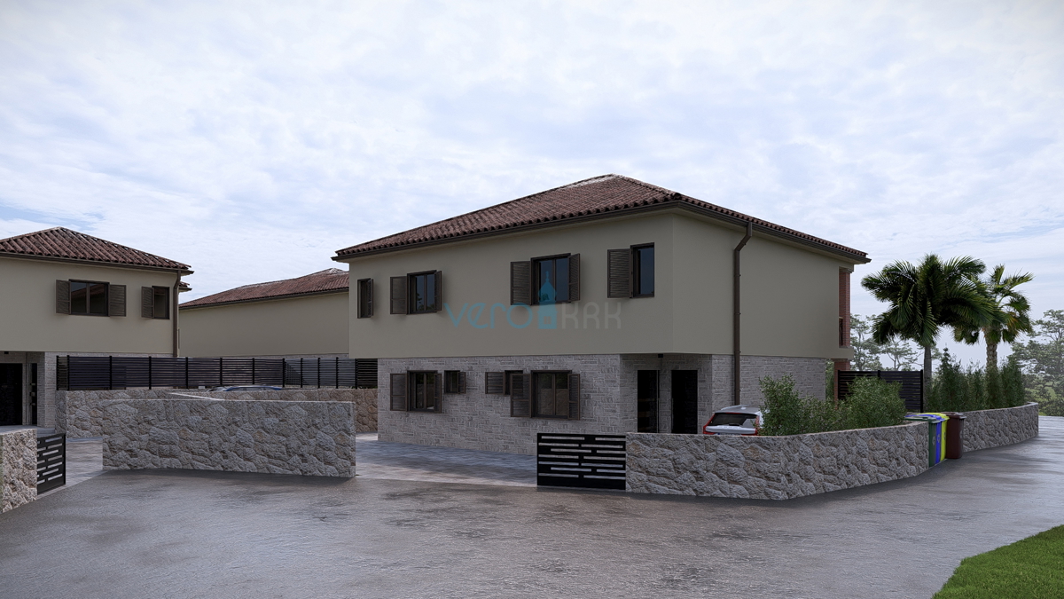 Otok Krk, Linardići, zemljišče 2048 m2, projekt za turistični kompleks, tri vile, prodaja