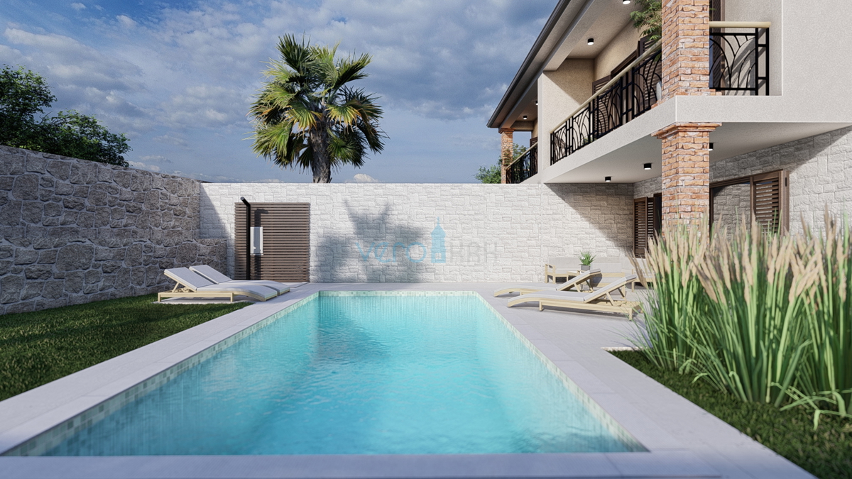 Krk, Linardići, zemljišče 2048m2, projekt naselja, tri vile, prodamo