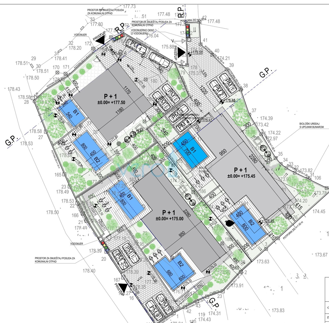 Krk, Linardići, zemljišče 2048m2, projekt naselja, tri vile, prodamo