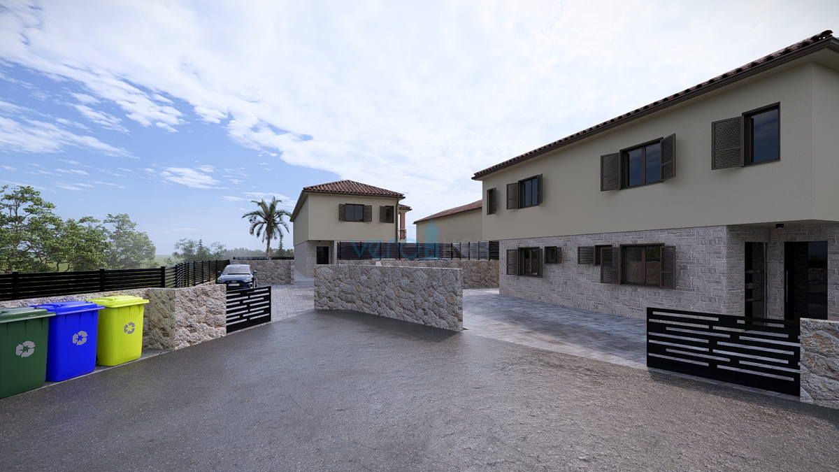 Otok Krk, Linardići, zemljišče 2048 m2, projekt za turistični kompleks, tri vile, prodaja