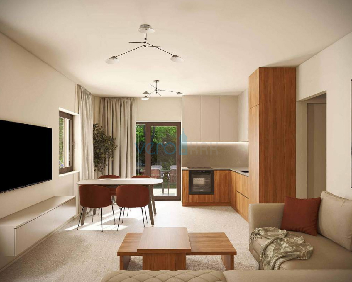 Otok Krk, Omišalj, novogradnja, dvosobno stanovanje v pritličju, vrt, shramba, prodaja