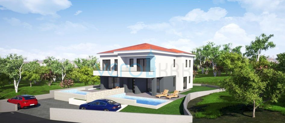 Malinska, otok Krk, novogradnja, dvojna hiša, bazen, prodaja