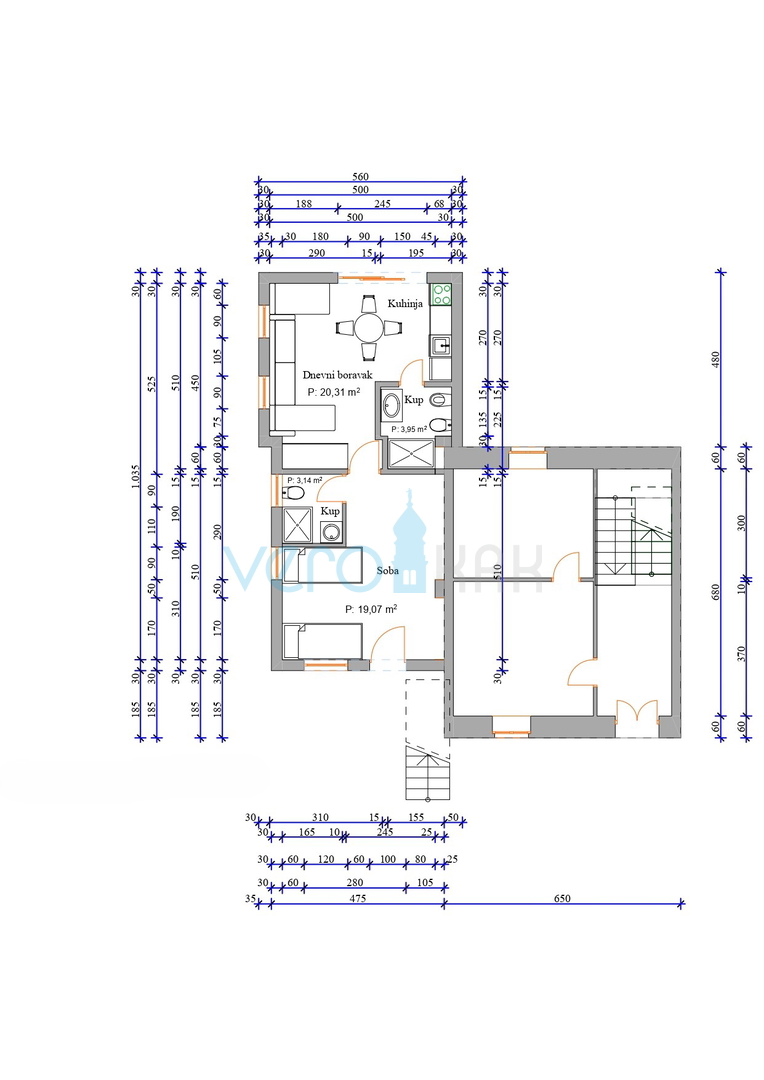 Omišalj, otok Krk, kamnita hiša v nizu z 2 apartmajema, terasa, parkirišče, prodaja