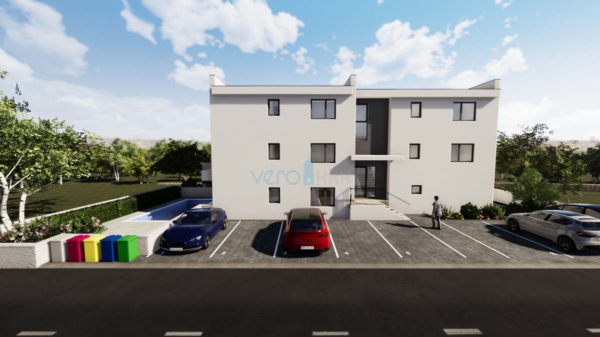 Malinska, novogradnja, penthouse z razgledom na morje in enosobno stanovanje z vrtom, prodaja