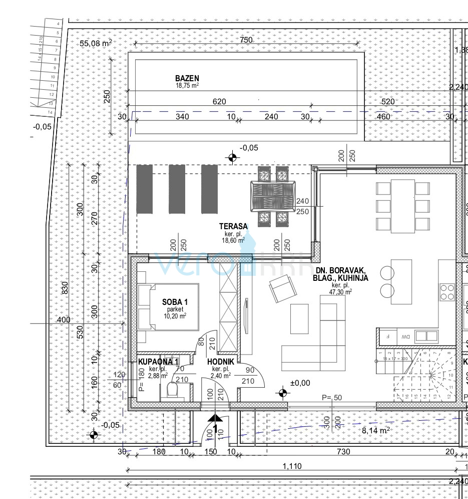 Otok Krk, Malinska, moderna hiša v novogradnji s bazenom, vrt, razgled, prodaja