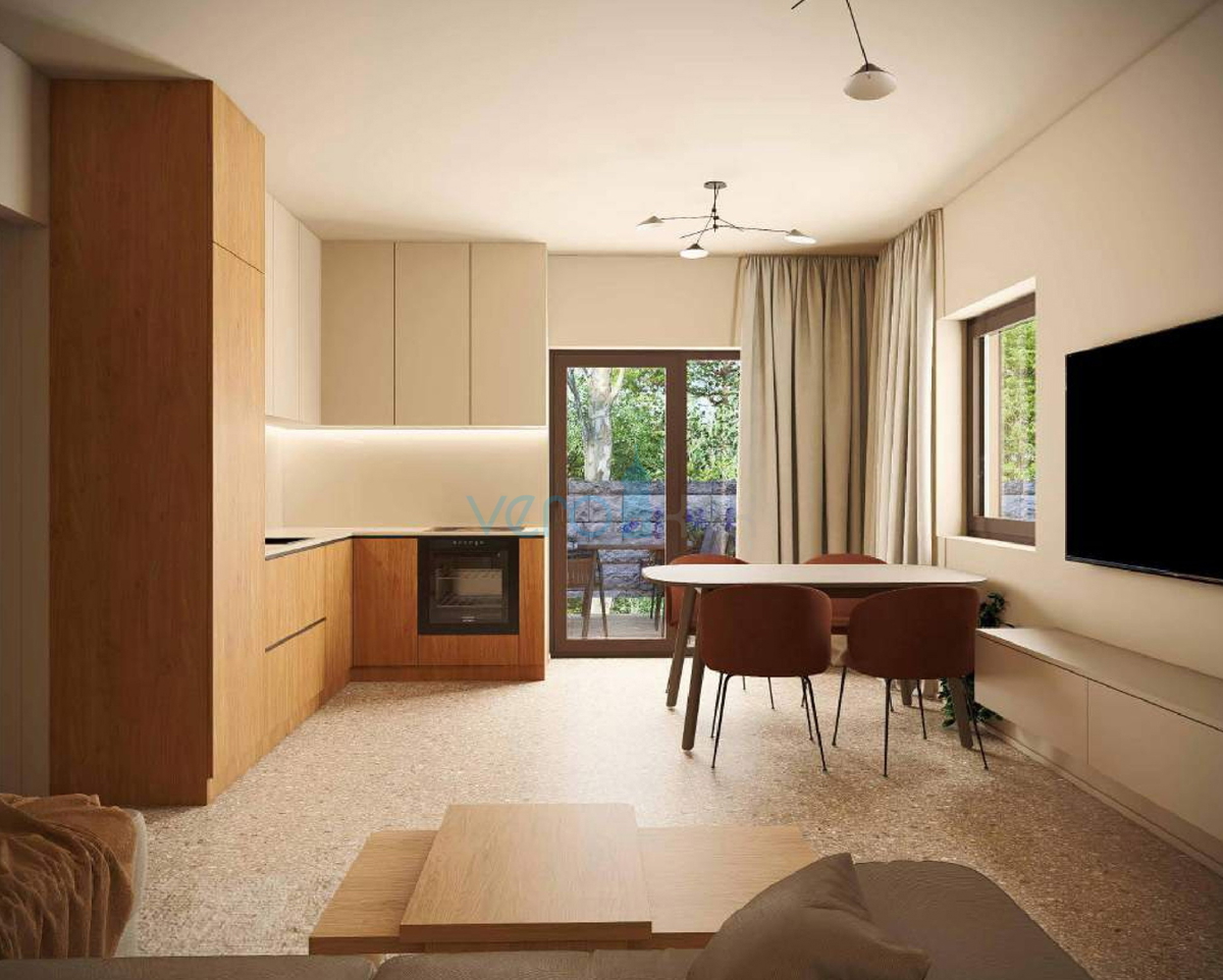 Otok Krk, Omišalj, dvosobno stanovanje v pritličju, novogradnja, vrt, prodaja