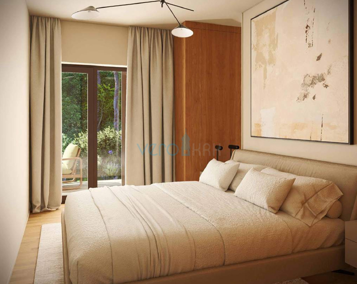 Otok Krk, Omišalj, dvosobno stanovanje v pritličju, novogradnja, vrt, prodaja