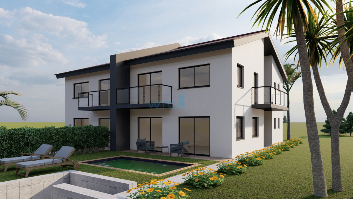 Otok Krk, uvala Soline, gradbeno zemljišče 605 m2 s pravnomočnim gradbenim dovoljenjem, prodaja