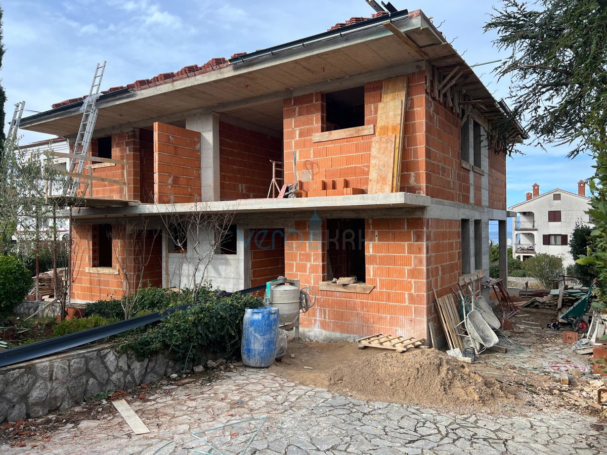 Malinska, otok Krk, nova dvojna hiša, pogled na morje, prodaja