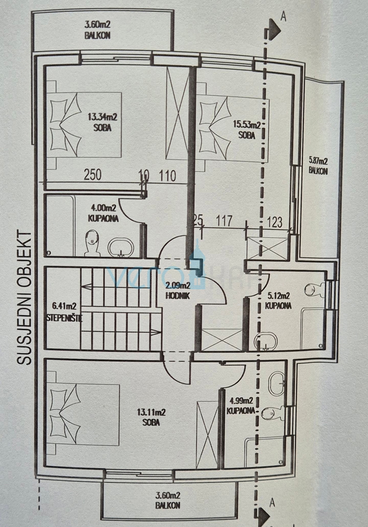 Otok Krk, zaliv Soline, novogradnja, dvojna hiša 130 m2 s bazenom, razgled, prodaja