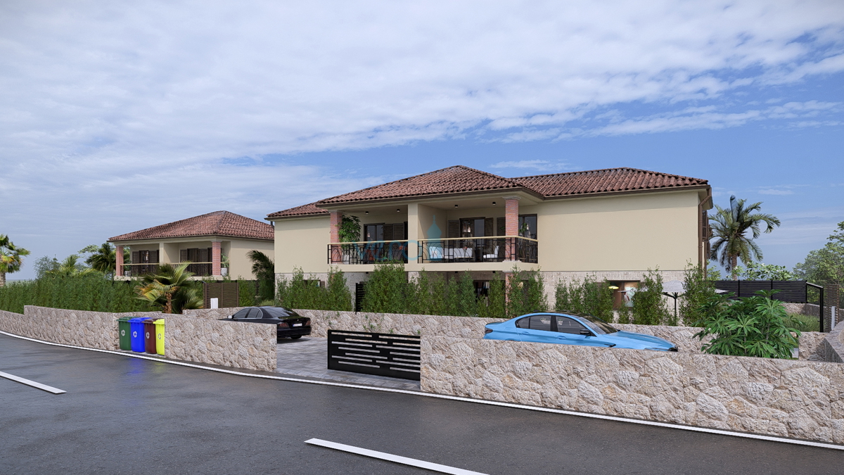 Občina Krk, okolica, gradbeno zemljišče 716 m2, gradbeno dovoljenje s projektom, razgled, prodaja