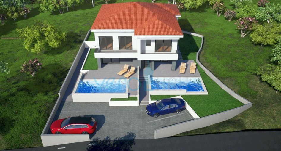 Malinska, otok Krk, novogradnja, dvojna hiša, bazen, prodaja