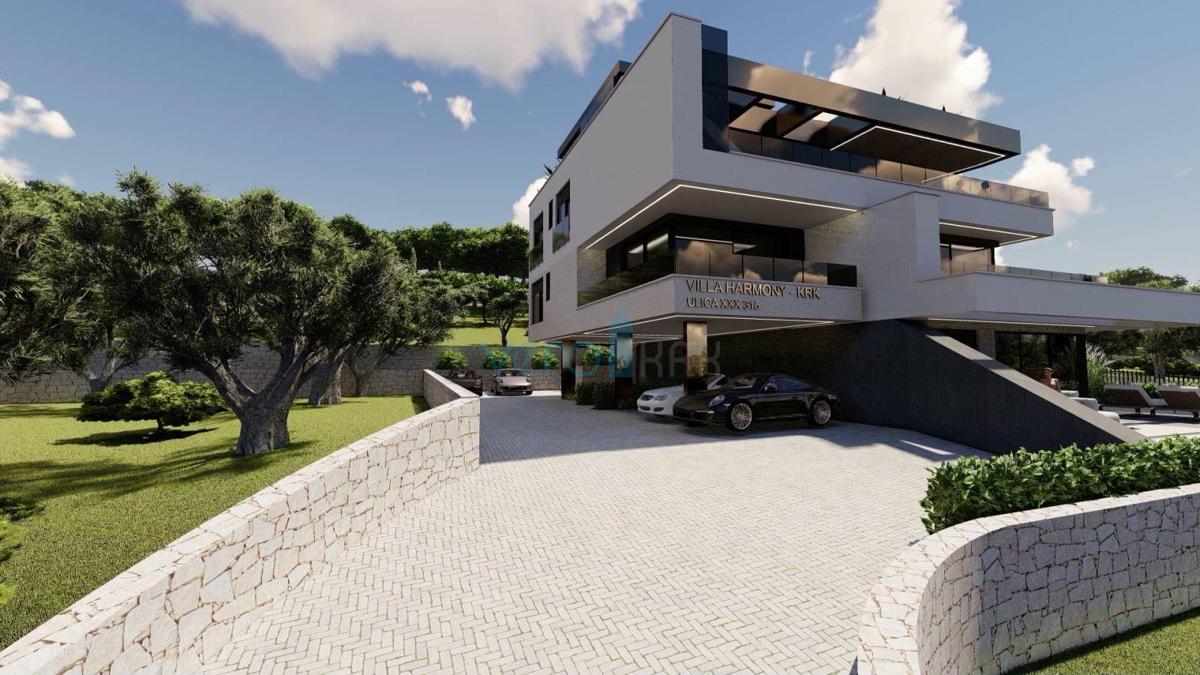 Mesto Krk, moderný byt 77 m2 s výhľadom na more, na predaj