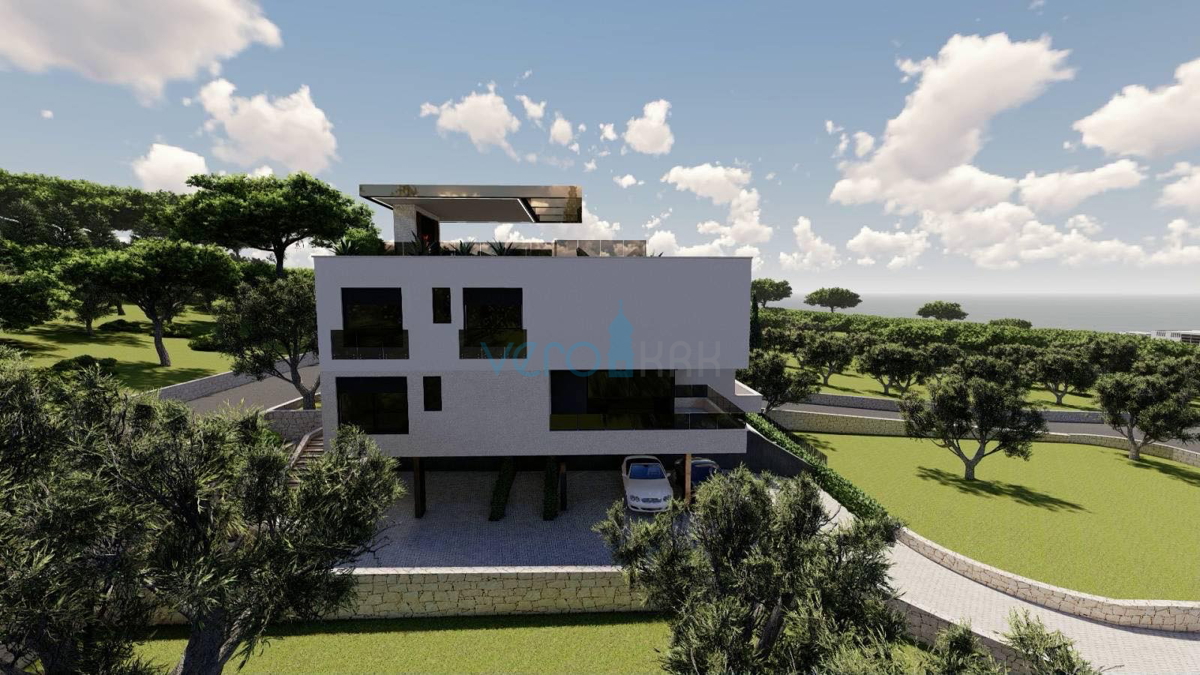 Mesto Krk, moderný byt 77 m2 s výhľadom na more, na predaj