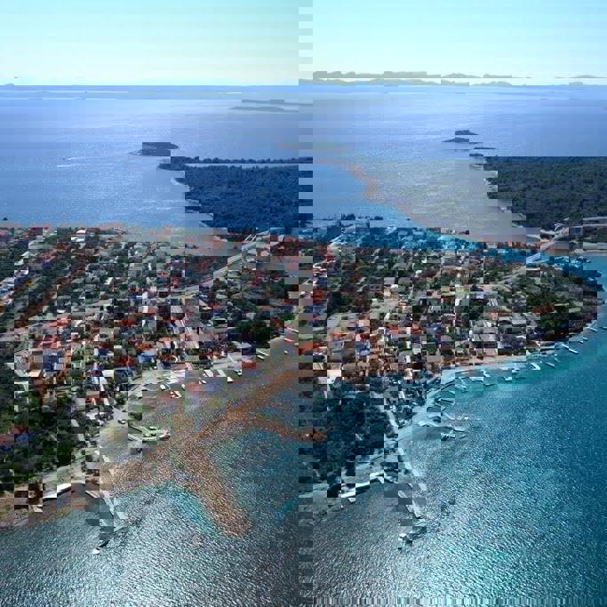 Pašman, Ždrelac - gradbeno zemljišče (1200 m2) na čudoviti lokaciji, RAZGLED