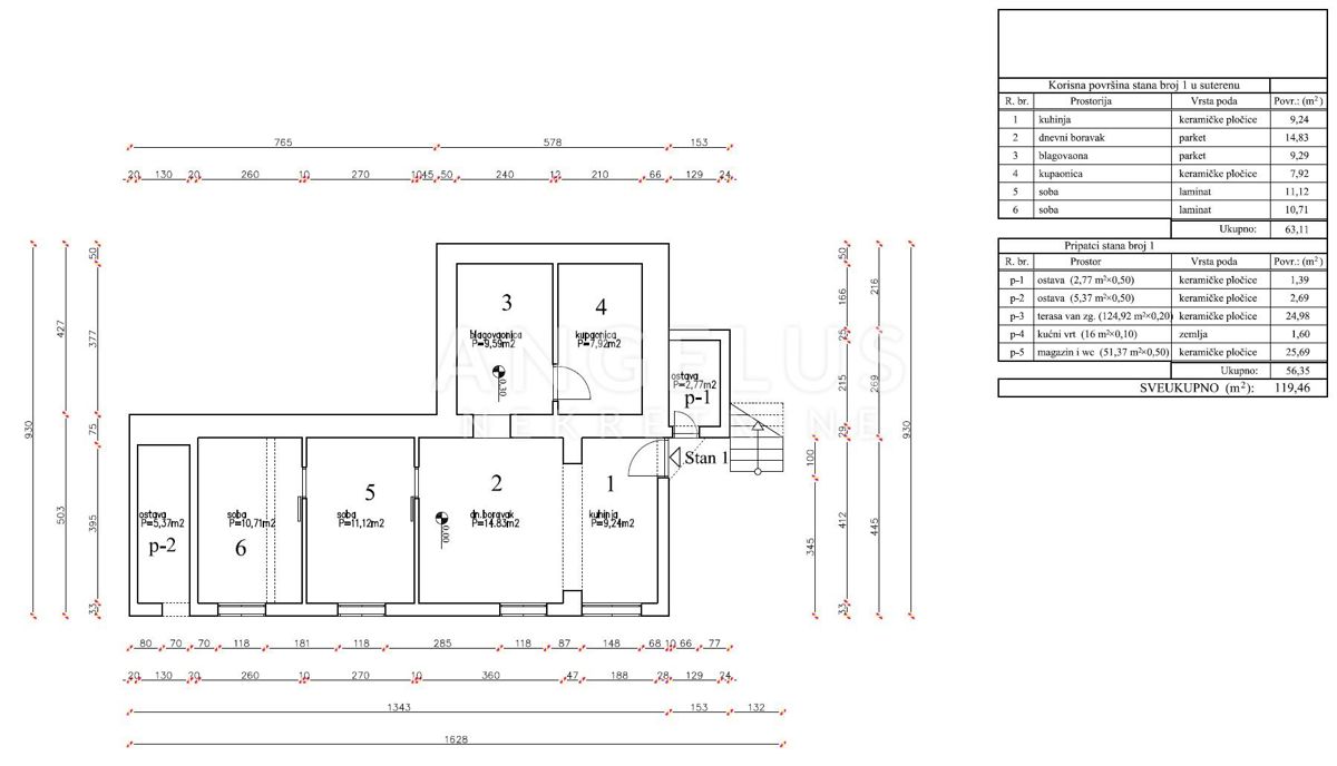 Hrvaška, Dubrovnik, Lapad – Dvosobno stanovanje velikosti 60 m2 z veliko garažo in vrtom