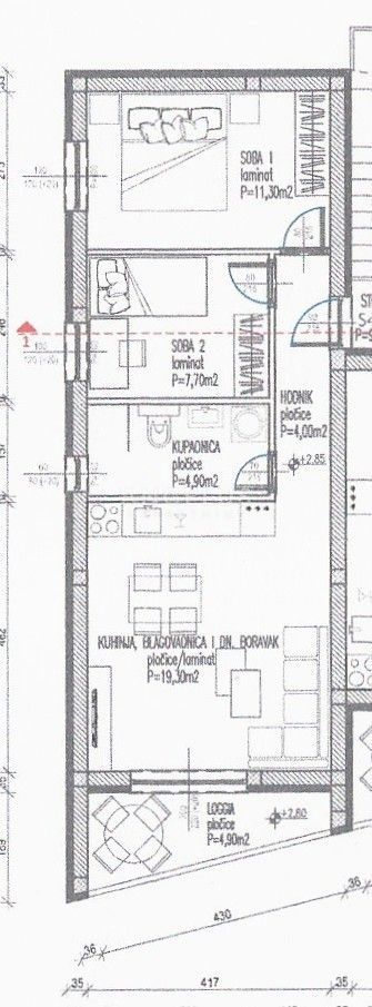 Kaštel Novi - dvosobno stanovanje, novogradnja NAPRODAJ