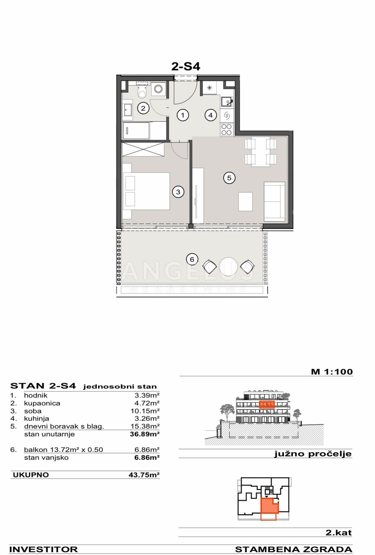Hrvaška, Split, Žnjan - Luksuzna NOVOGRADNJA, enosobno stanovanje - 43,73 m2, PRODAJA
