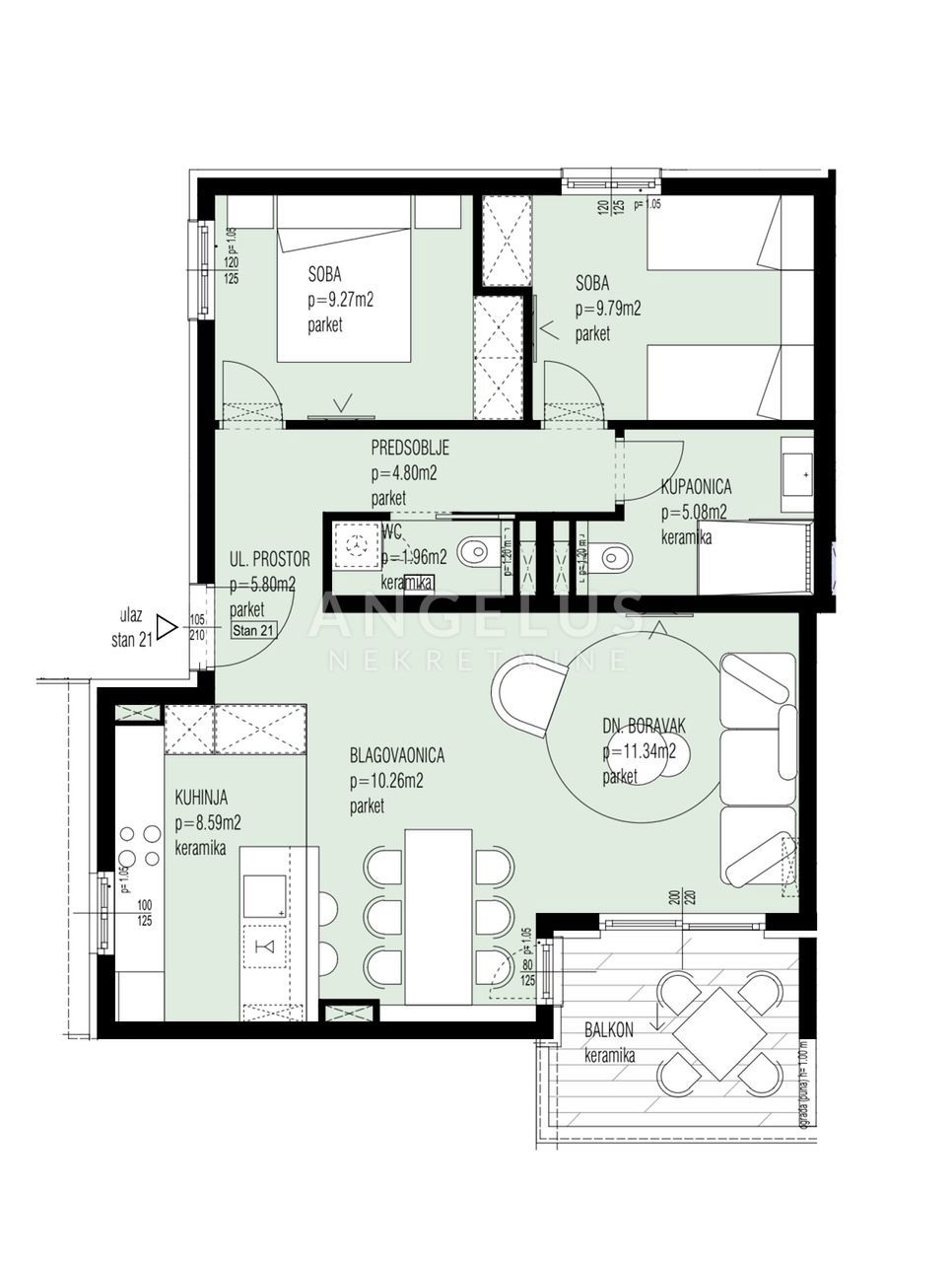 Hrvaška, Trogir, Seget - novozgrajeni apartma s pogledom na morje, 70.17 m2