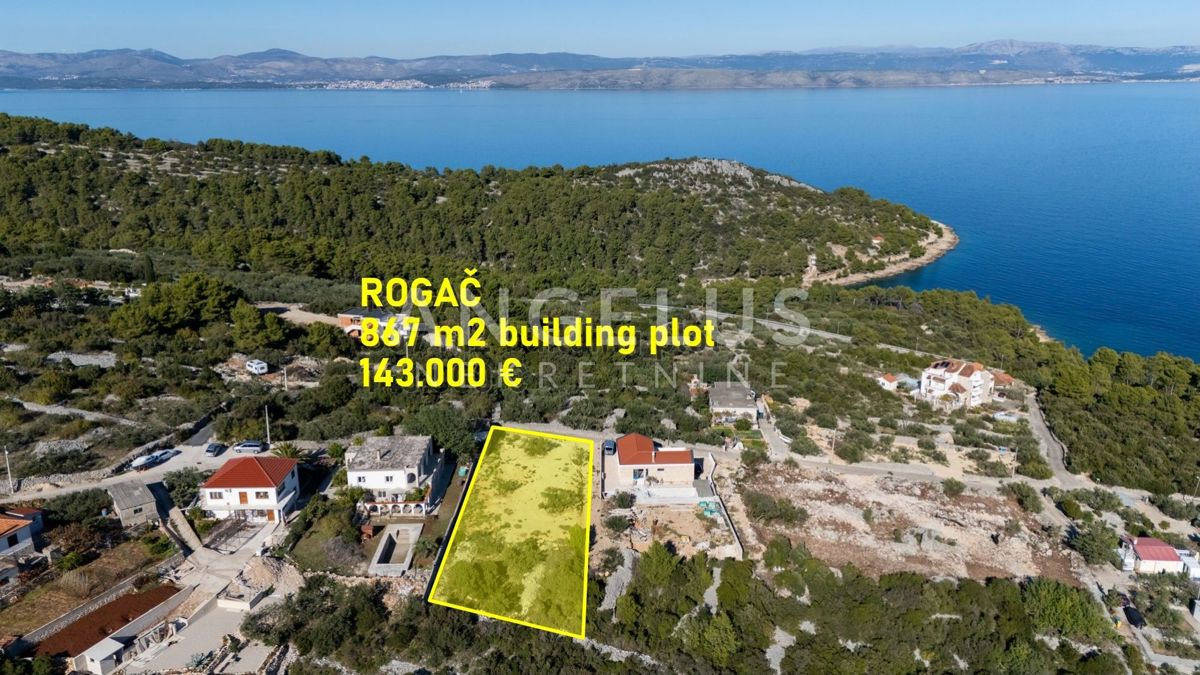 Šolta - grad.zemljišče s pogledom na morje, 867 m2, PRODAJA
