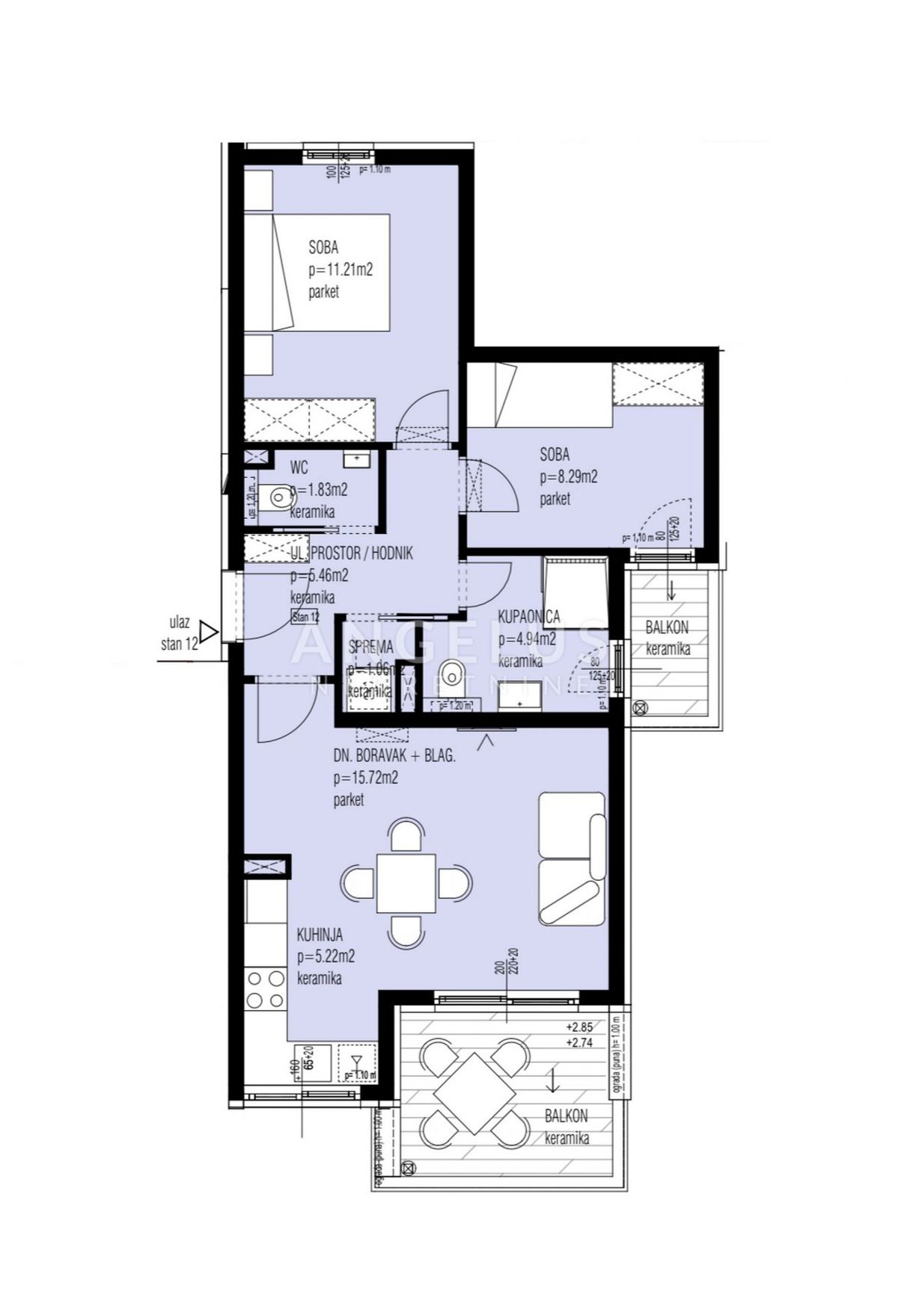 Hrvaška, Trogir, Seget - novozgrajeni apartma s pogledom na morje, 57.99 m2