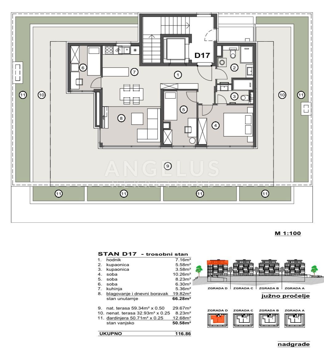 Hrvaška, Split, Pazdigrad - PENTHOUSE s pogledom na morje v novogradnji, 116.86 m2, NAPRODAJ
