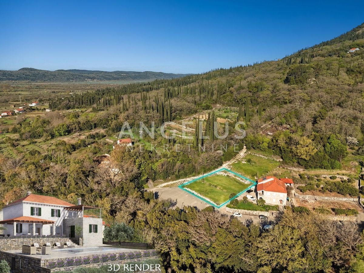 Konavle, Ljuta - gradbeno zemljišče z gradbenim dovoljenjem za vilo z bazenom - PRODAMO