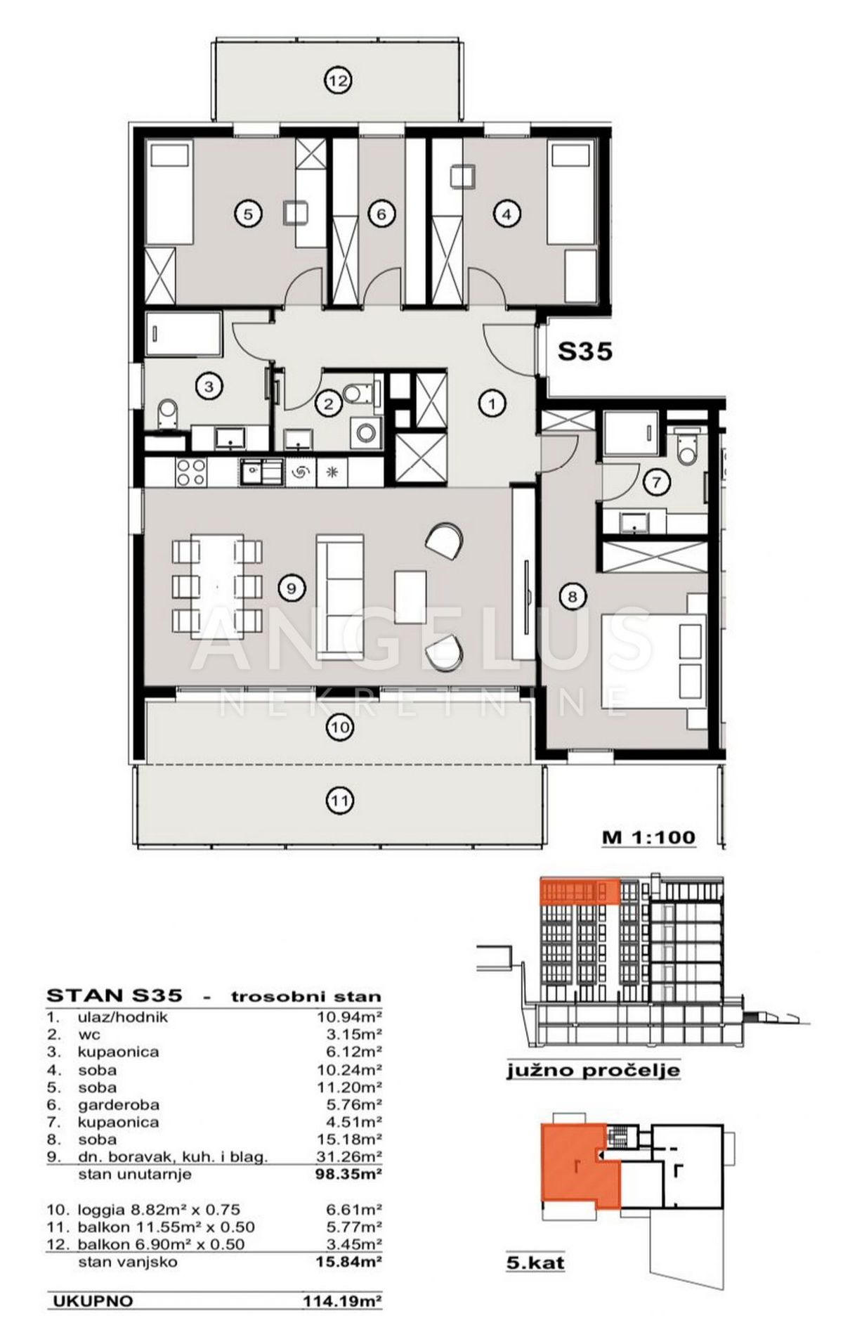 Hrvaška, Split, Žnjan - novozgrajeno stanovanje, 114.19 m2