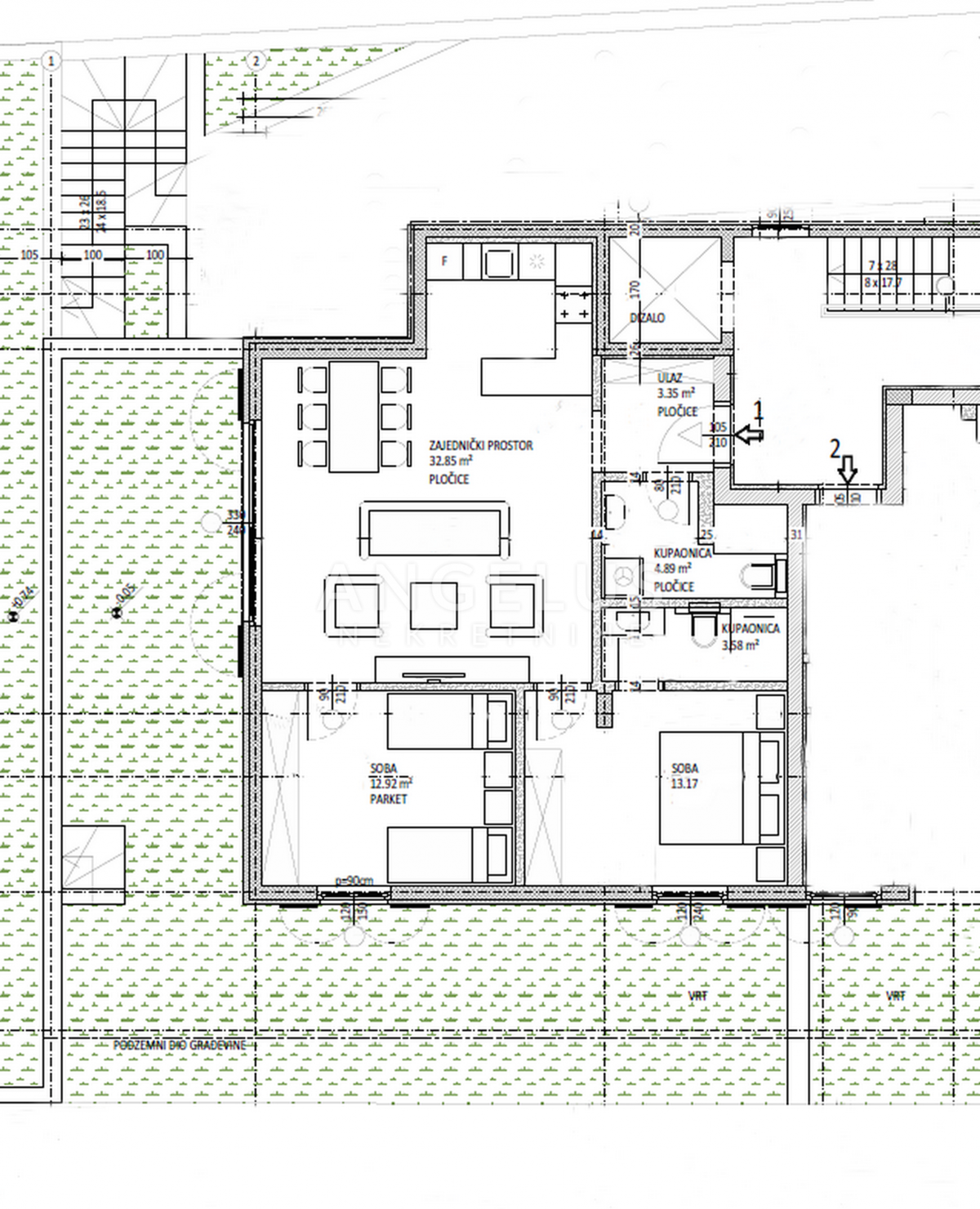 Hrvaška, Dubrovnik, Solitudo – Dvosobno stanovanje z vrtom, novogradnja – 70,76 m²